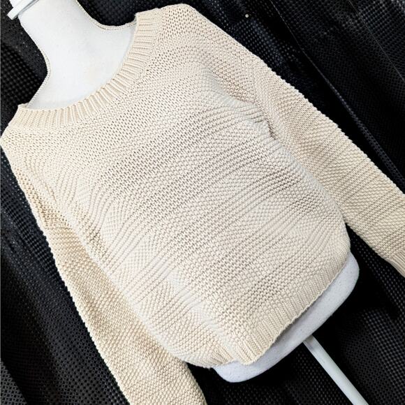 ANN TAYLOR LOFT! 100% FINE COTTON PURL KNIT STITCH HEAVYWEIGHT SWEATER! SZ M - Picture 1 of 8